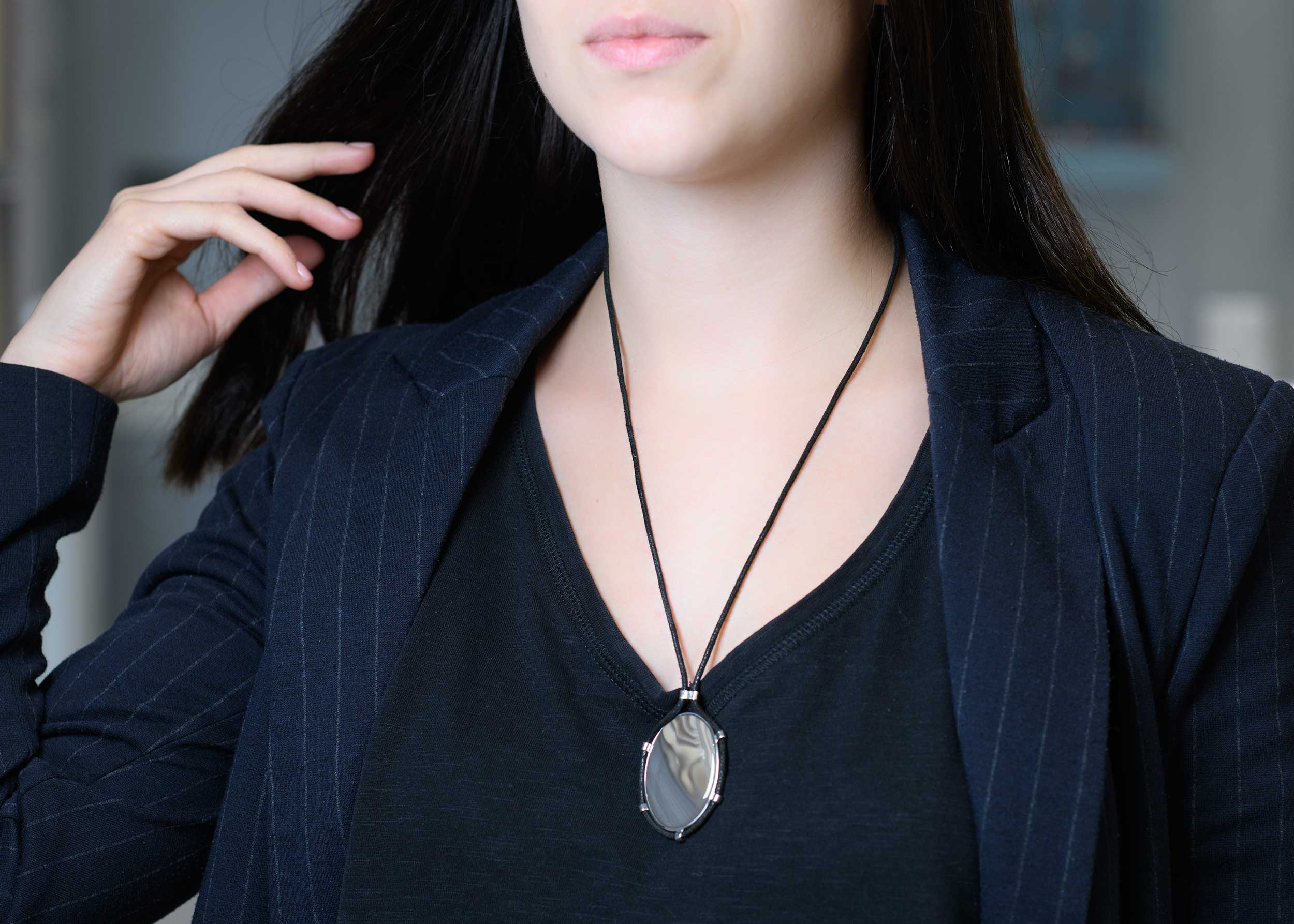 naszyjnik srebrny z kamieniem - krzemień pasiasty