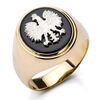 piękny złoty sygnet z orłem umieszczonym na onyksowej wstawce