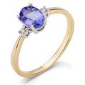 Pierścionek złoty z tanzanitem i brylantami