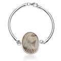 Bransoletka - bracelet silver srebrna z krzemieniem pasiastym