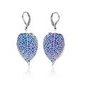 Srebrne tytanowe kolczyki - niebieskie liście