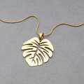 srebrny pozłacany naszyjnik liść monstera