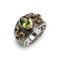 Pierścień z perydotem i turmalinami