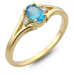 pierścionek z zoltego złota z topazem i brylantami - zaręczynowa piękność.