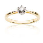 Złoty pierścionek z brylantem na zaręczyny lub jako ślubny podarunek.