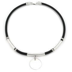 męski naszyjnik ze sk&oacute;ry i srebra z nieśmiertelnikiem