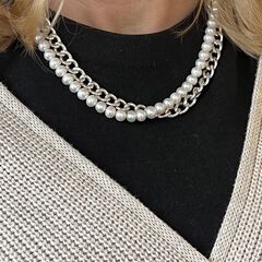 naszyjnik z pereł i srebra