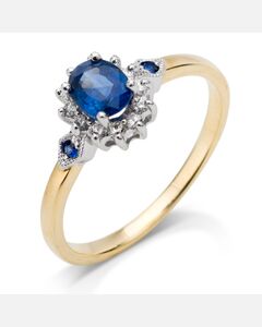 Pierścionek z szafirem i brylantami