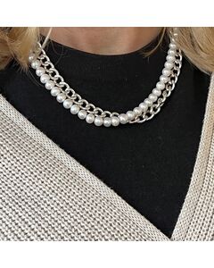 naszyjnik z pereł i srebra