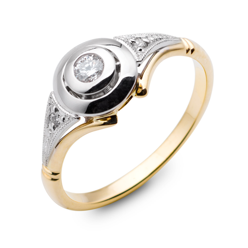 pierścionek z brylantem wzór antyczny