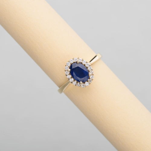 Gold ring with sapphire and diamonds - KATE !