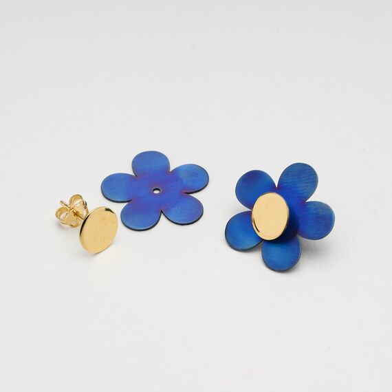 kolczyki srebro pozłacane kwiatuszki