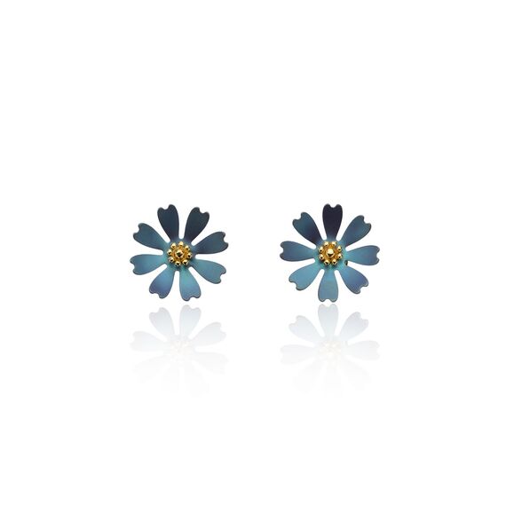 kolczyki srebro pozłacane kwiatuszki