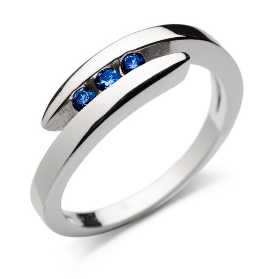 Pierścionek złoty z szafirami Pierścionek złoty z szafirami