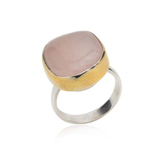 pierścionek srebrny 925 z kwarcem różowym
