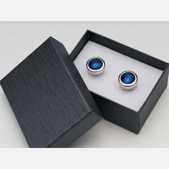 Spinki do mankietów, srebrne z niebieskim tytanem