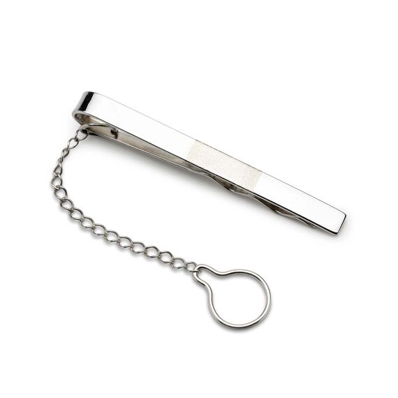 srebrna spinka do krawata z ozdobną, matową wstawką