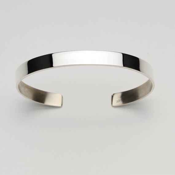 Bransoletka srebrna damska owalna sztywna typu C cuff, na każdy nadgarstek, srebro 925, szer. 7mm
