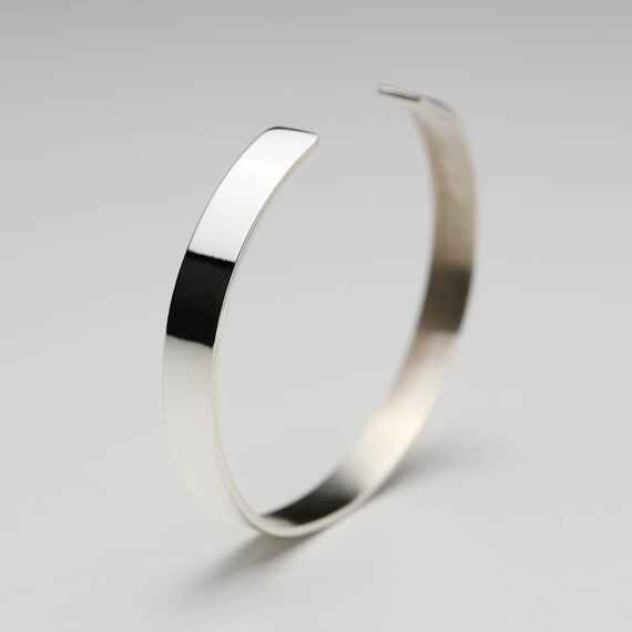 Bransoletka srebrna damska owalna sztywna typu C cuff, na każdy nadgarstek, srebro 925, szer. 7mm