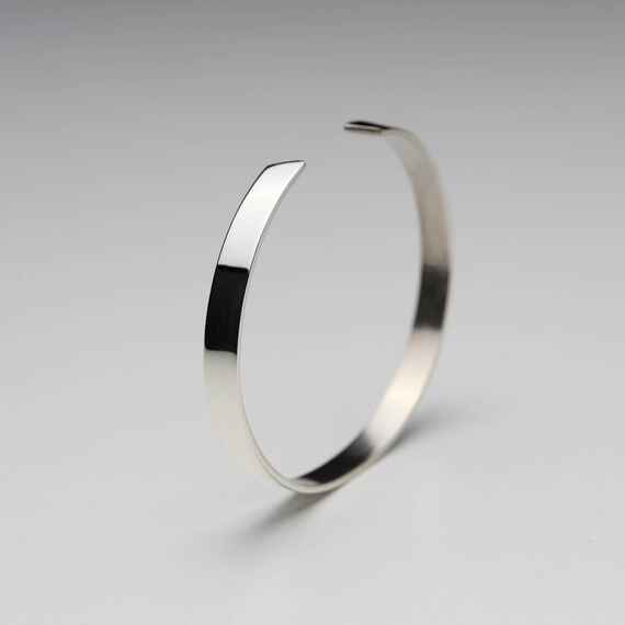 Bransoletka srebrna damska owalna sztywna typu C, cuff, na każdy nadgarstek, srebro 925, szer. 4mm