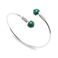 Bransoletka srebrna z zielonymi, malachitowymi kukleczkami.