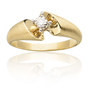 pierścionek z zoltego i białego złota z brylantem- okazały wzór